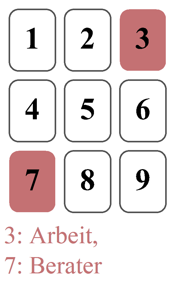 Die *innovative* quadratische 9-Karten-Legung: Zwei Signifikatoren für berufliche Legungen